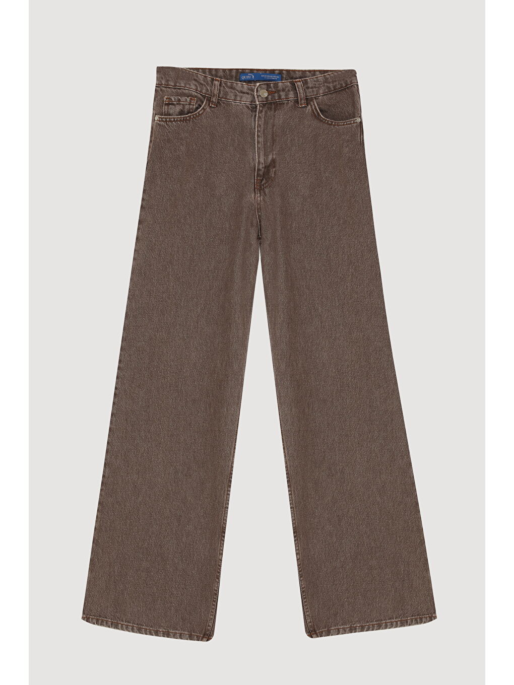 Yıkama Detaylı Bol Jean Pantolon Kahverengi