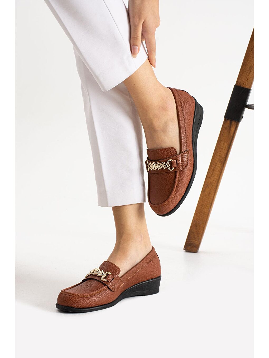 Kahverengi STL-503 Ortopedik Taban Kadın Babet Anne Ayakkabısı-2