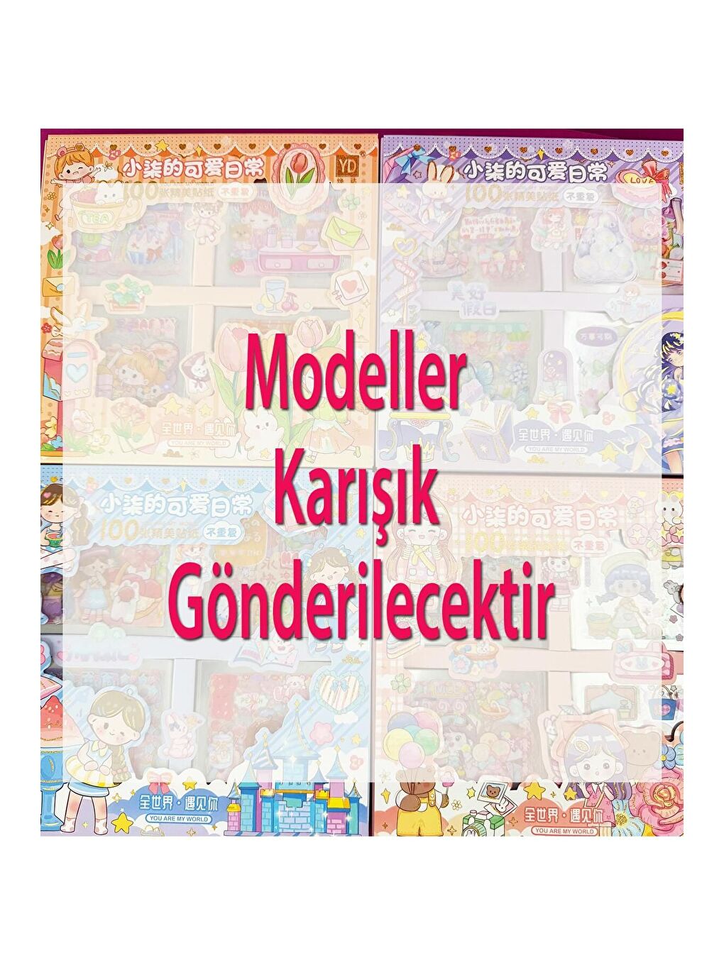 BAM HEDİYELİK EŞYA Sevimli Kız Tasarımlı 100 lü Şeffaf Sticker - 2