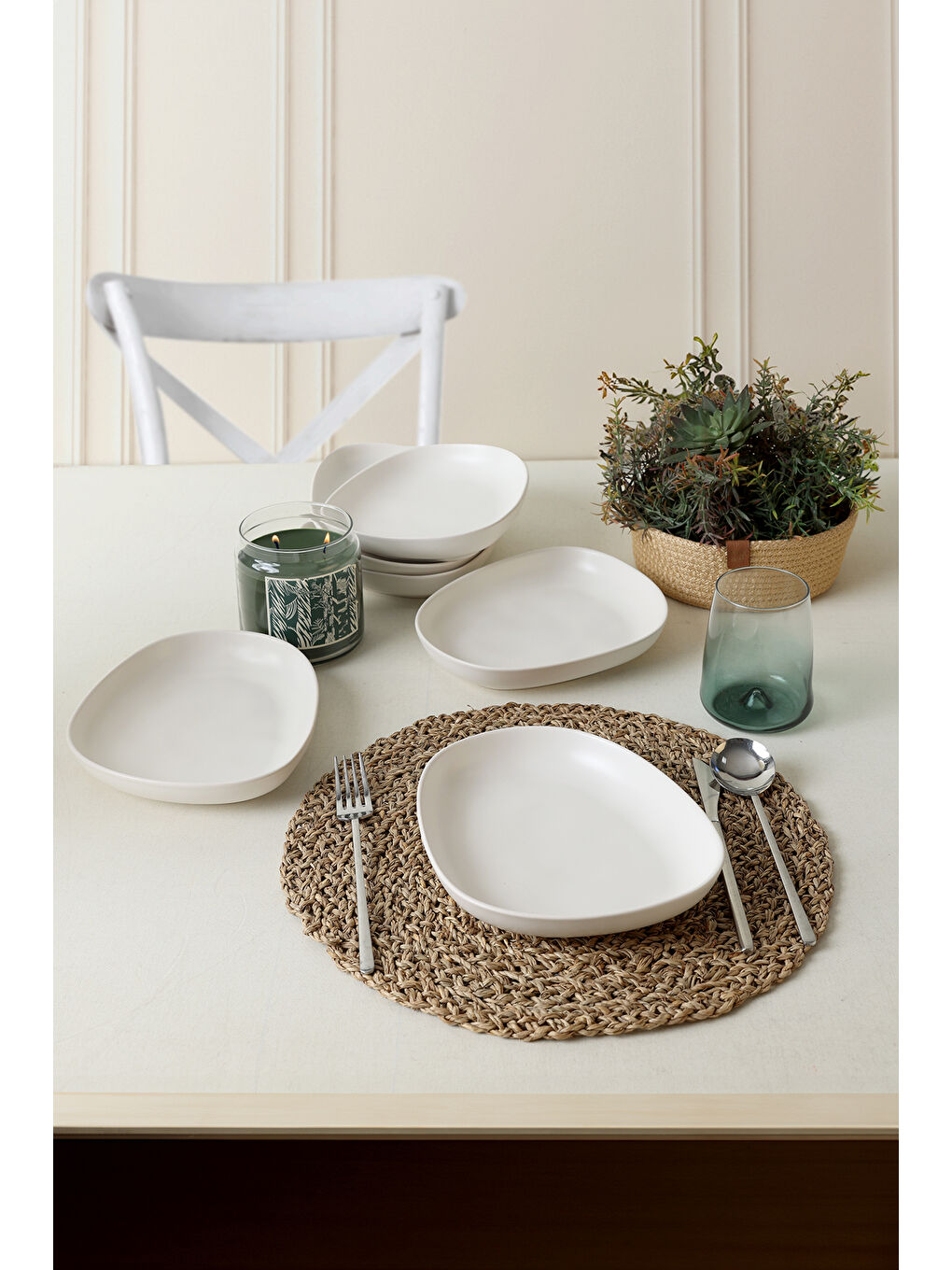 Mat Beyaz Tetra Yemek Tabağı 23 Cm 6 Adet-3