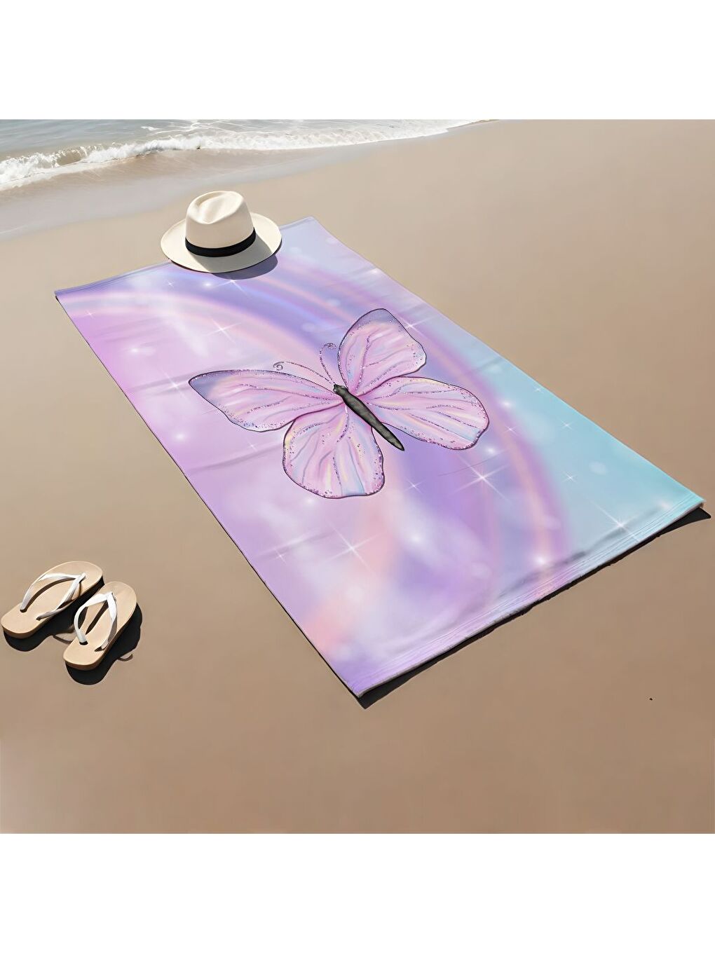 Karışık Özel Tasarım Kelebek Desenli Hızlı Kuruyan 75x150 Cm Plaj Havlusu – Baskılı-1