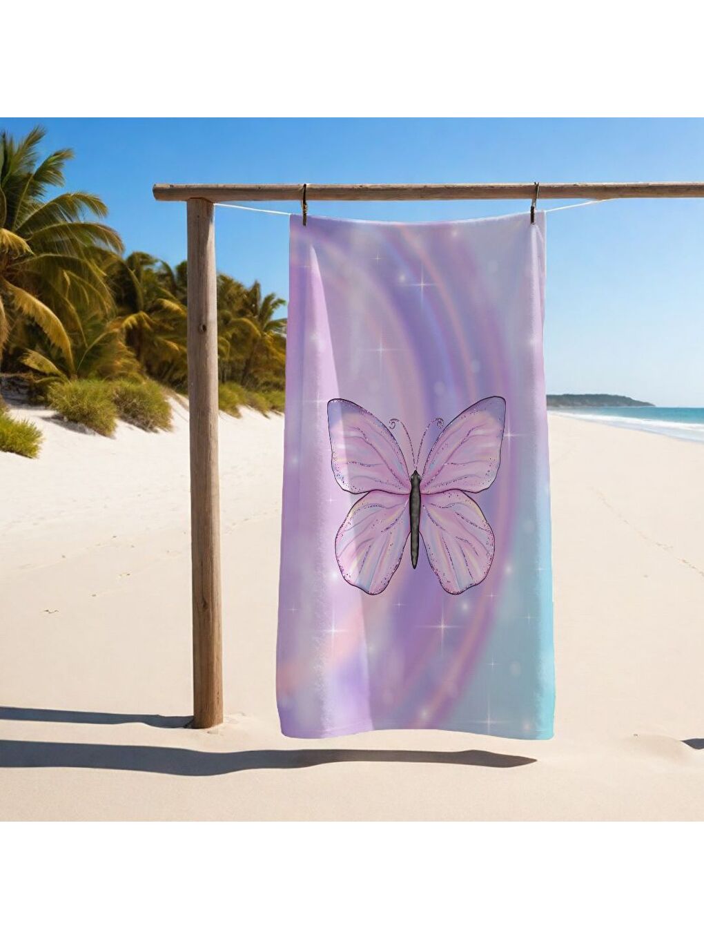 Karışık Özel Tasarım Kelebek Desenli Hızlı Kuruyan 75x150 Cm Plaj Havlusu – Baskılı-2