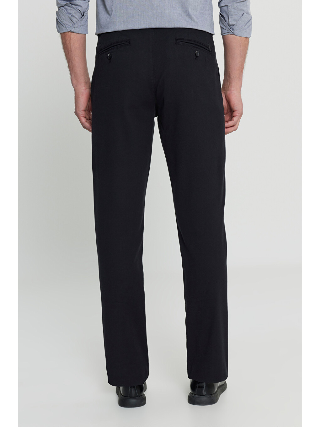 Erkek Siyah Pamuklu Comfort Fit Yan Cepli Armürlü Casual Esnek Pantolon-3