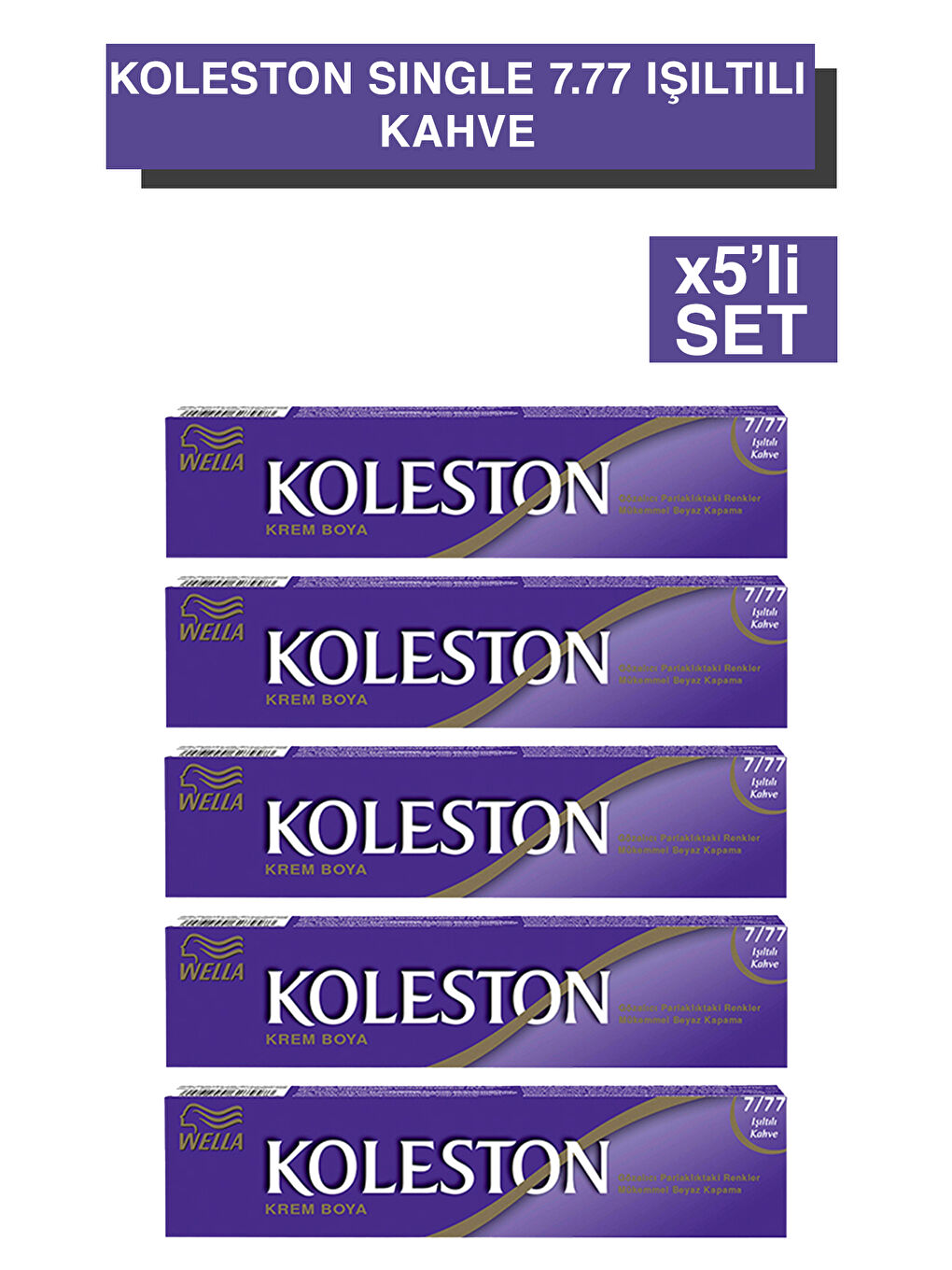 Wella Renksiz Koleston Single Tüp Boya 7/77 Işıltılı Kahve x5'li Set