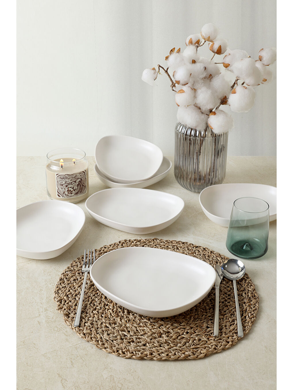 Mat Beyaz Tetra Yemek Tabağı 23 Cm 6 Adet-5