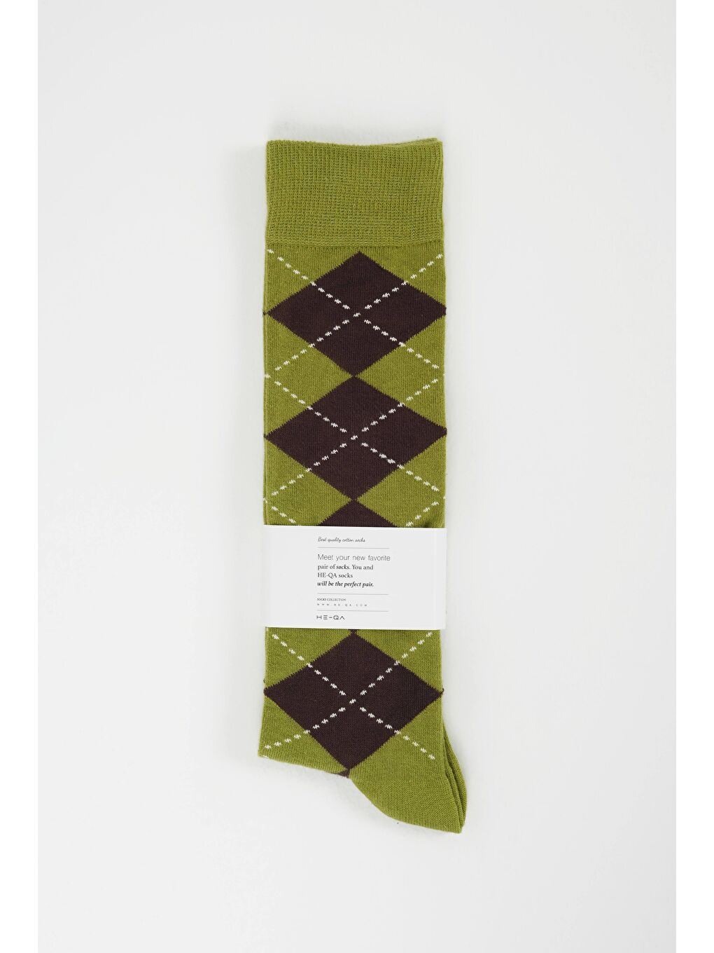 Yeşil Baklava Desen Diz Altı Çorap Yosun-Acı Kahve-3