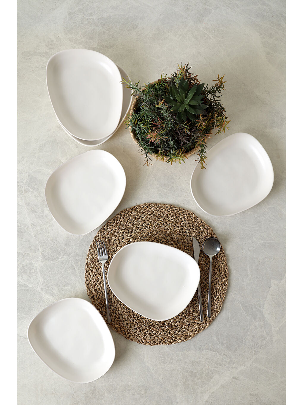 Mat Beyaz Tetra Yemek Tabağı 23 Cm 6 Adet-6