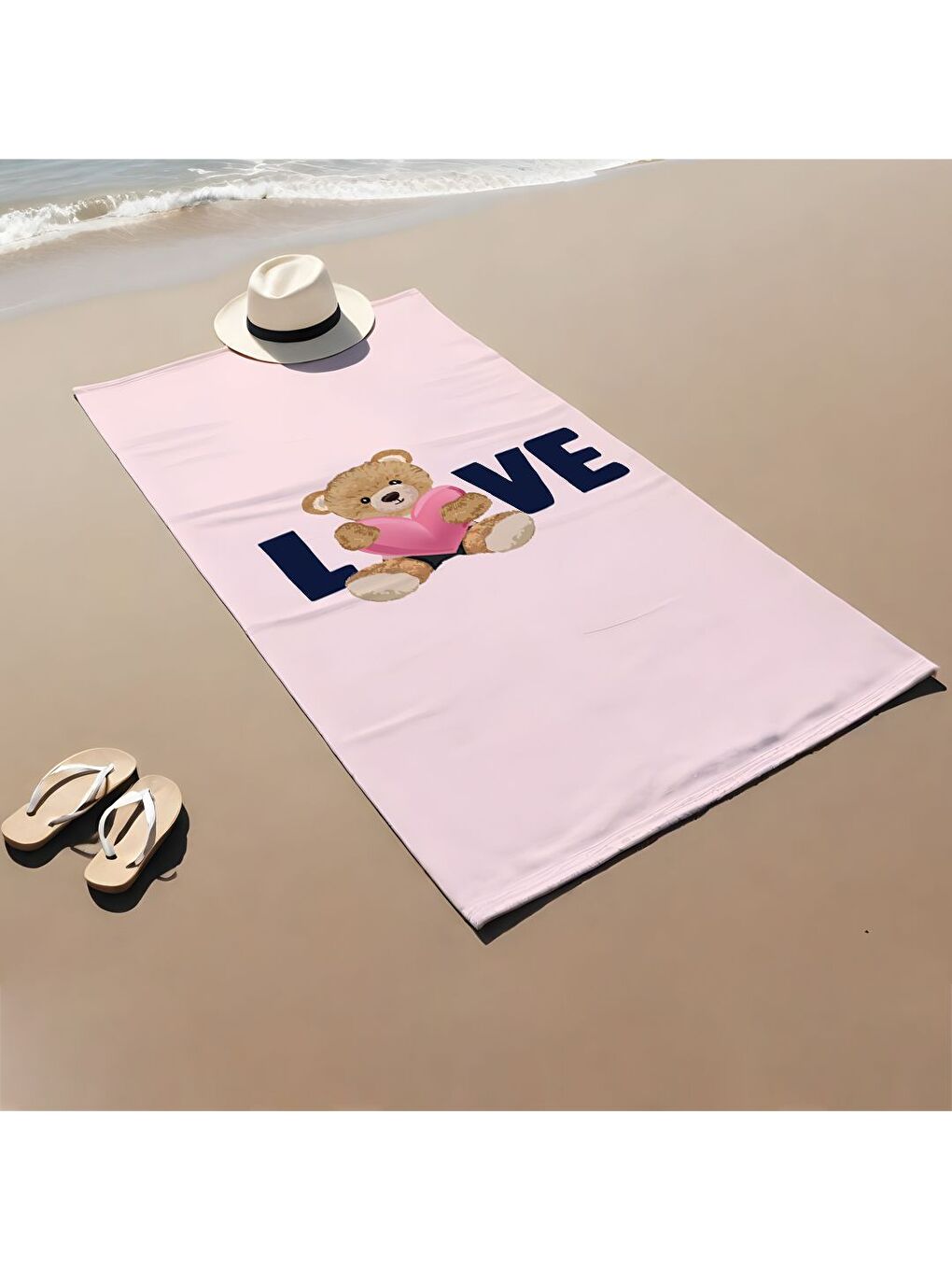 Karışık Özel Tasarım Teddy Bear Desenli Hızlı Kuruyan 75x150 Cm Plaj Havlusu – Baskılı-1