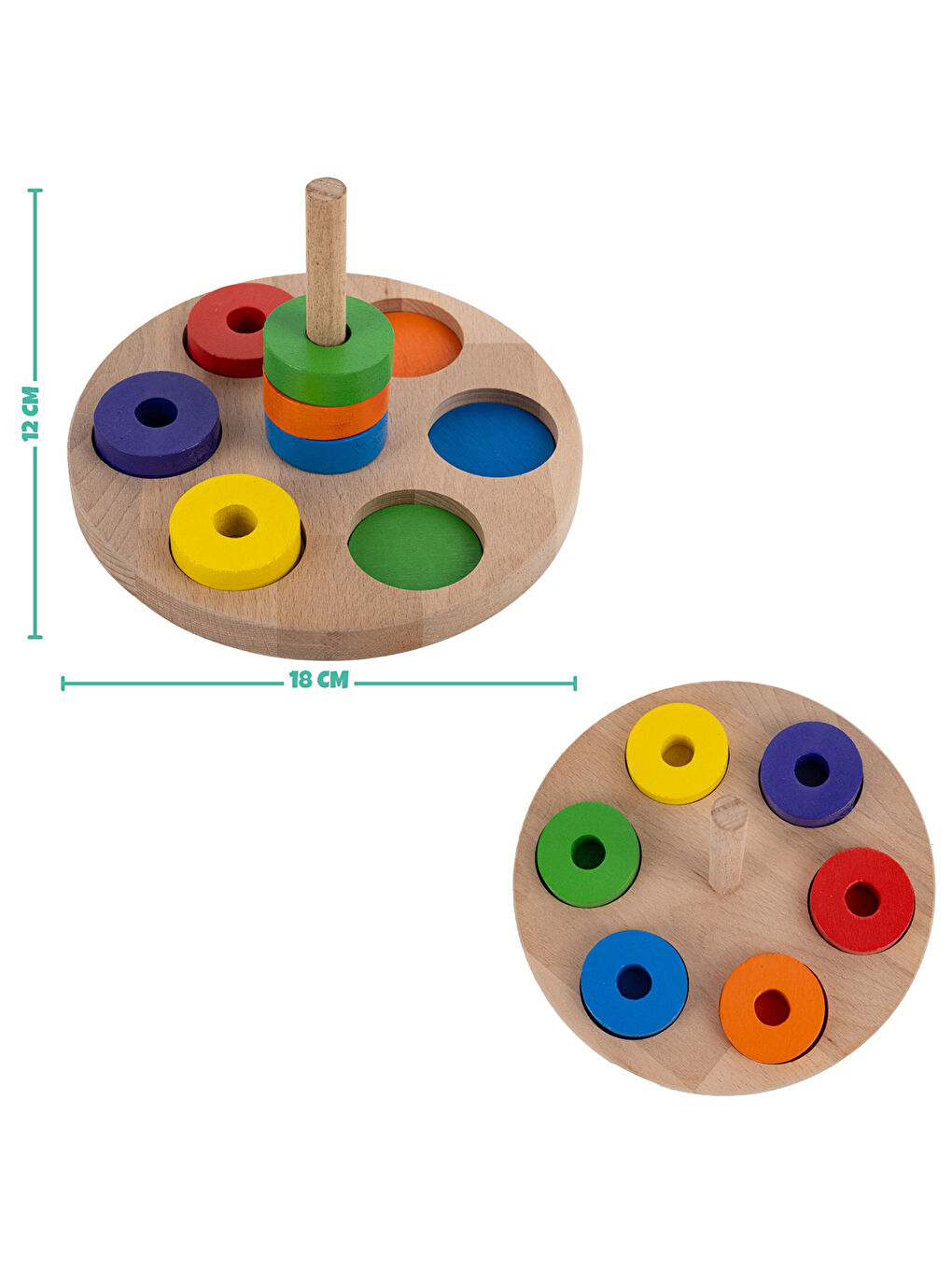 Ahşap Renkli Halkalar Eğitici Set-5