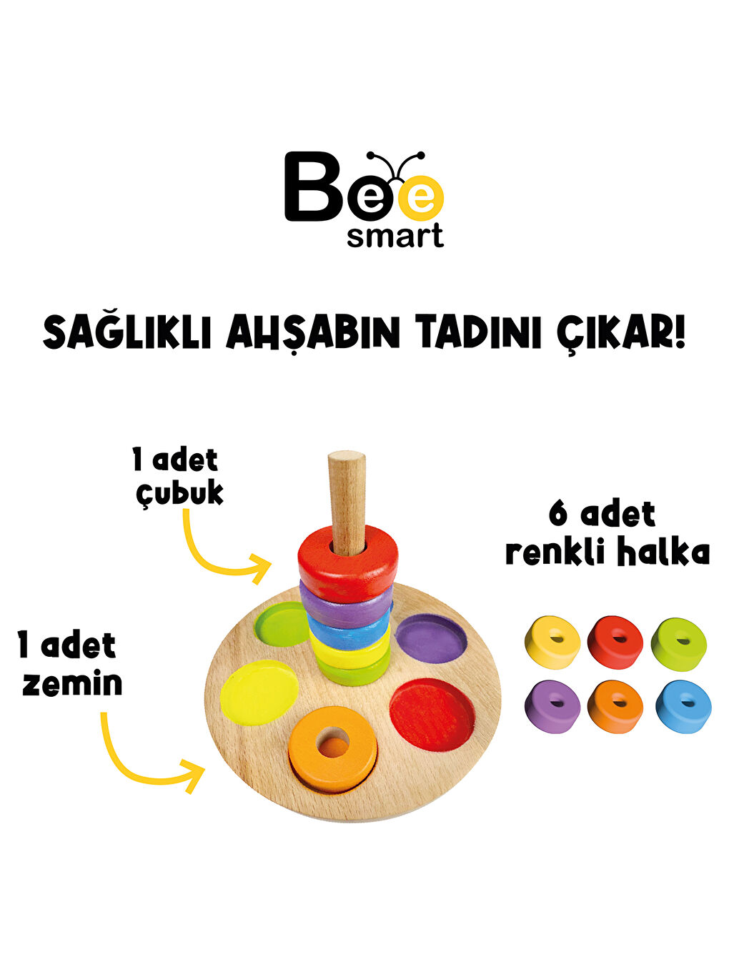 Ahşap Renkli Halkalar Eğitici Set-7