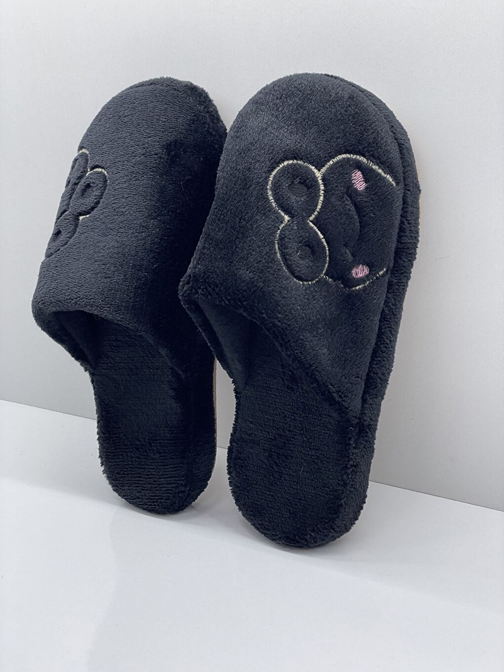 Siyah FROG Kurbağalı Kapalı Kadın Ev Terliği Günlük Rahat Kışlık Terlik-1