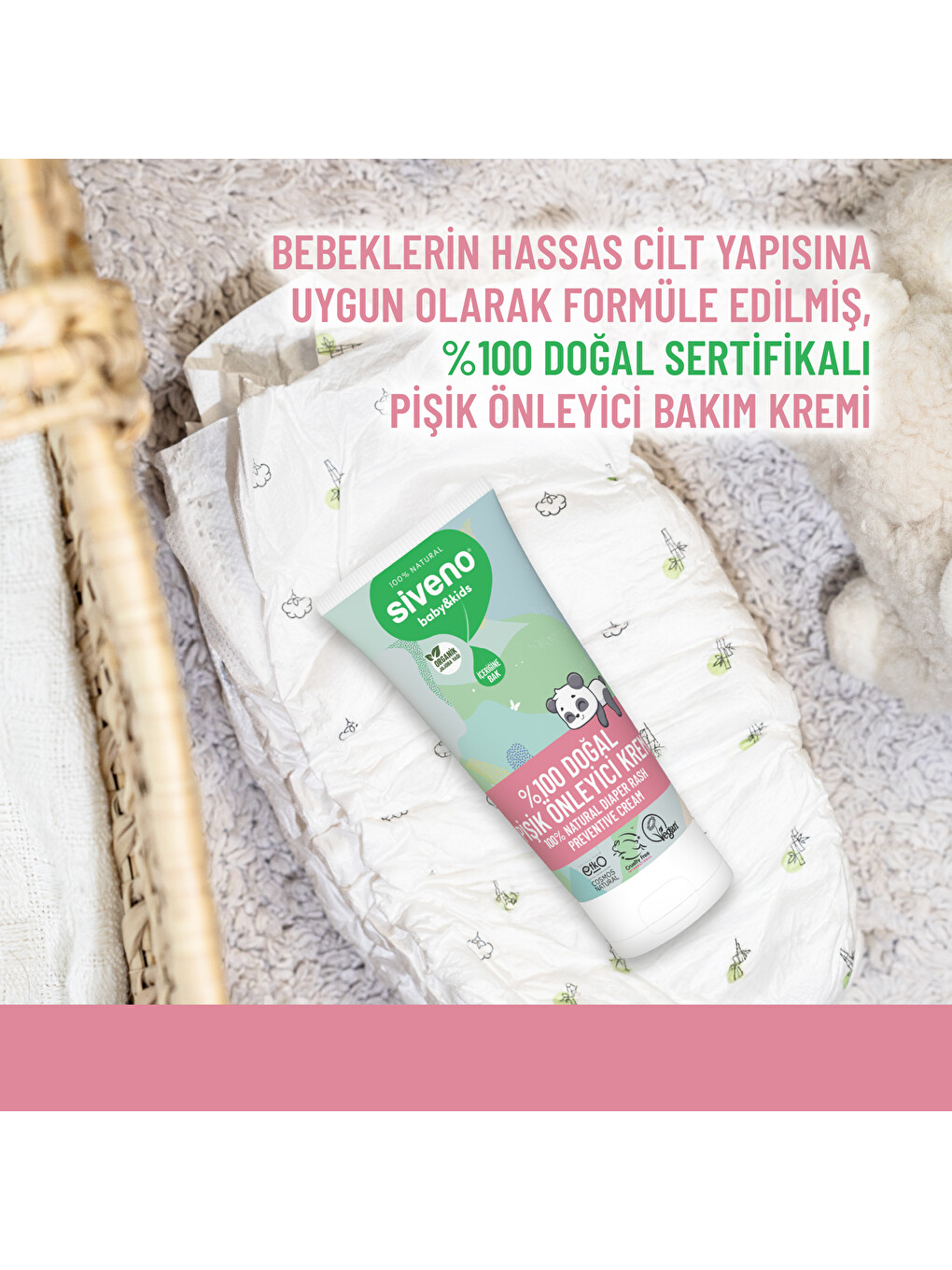 %100 Doğal Bebek Pişik Önleyici Krem Çinko PCA Hassas Hipoalerjenik Vegan Bakım Kremi 50 ml-4