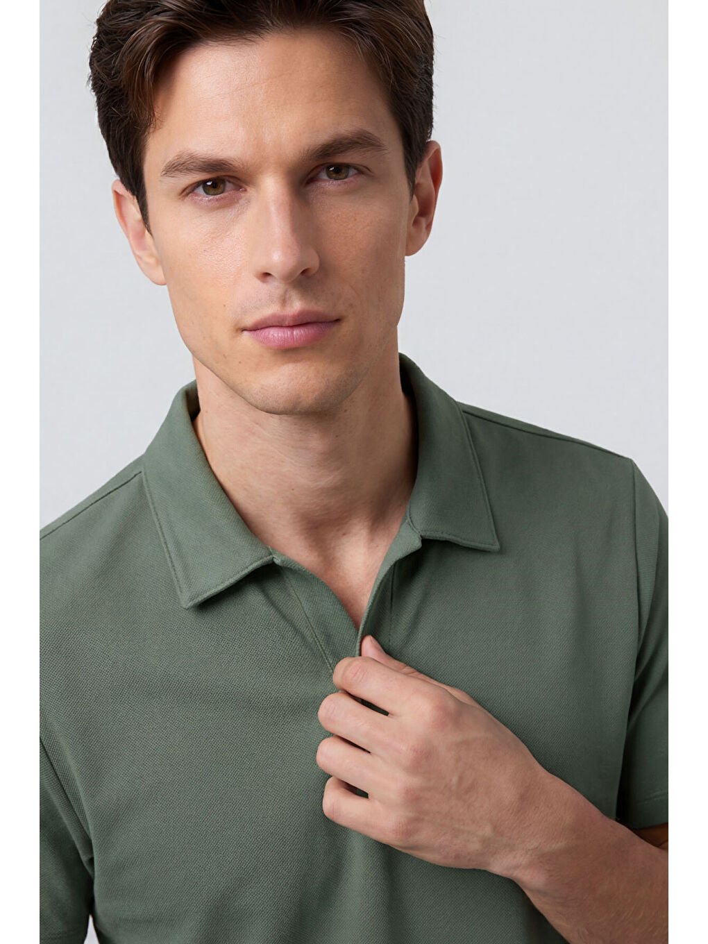 Açık Yeşil Rahat Form Yumuşak Dokulu Polo Yaka Erkek T-Shirt - 88496-2