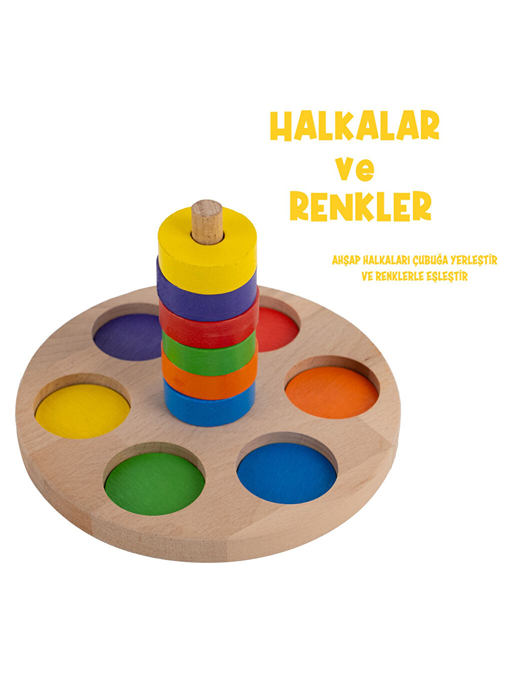 Ahşap Renkli Halkalar Eğitici Set-10