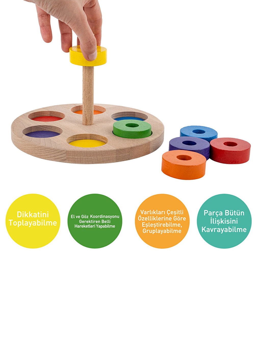 Ahşap Renkli Halkalar Eğitici Set-11