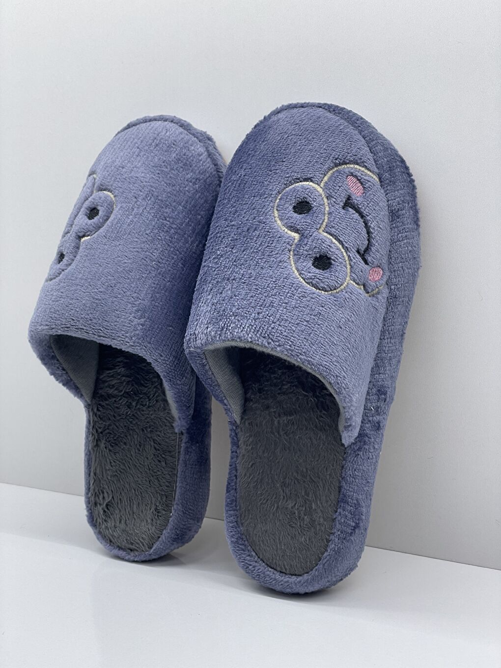 Gri FROG Kurbağalı Kapalı Kadın Ev Terliği Günlük Rahat Kışlık Terlik-1