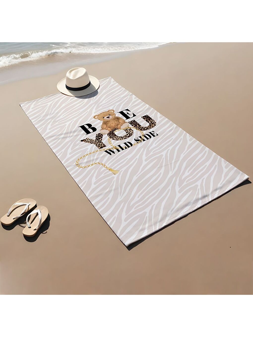 Karışık Özel Tasarım Teddy Bear Desenli Hızlı Kuruyan 75x150 Cm Plaj Havlusu – Baskılı-1