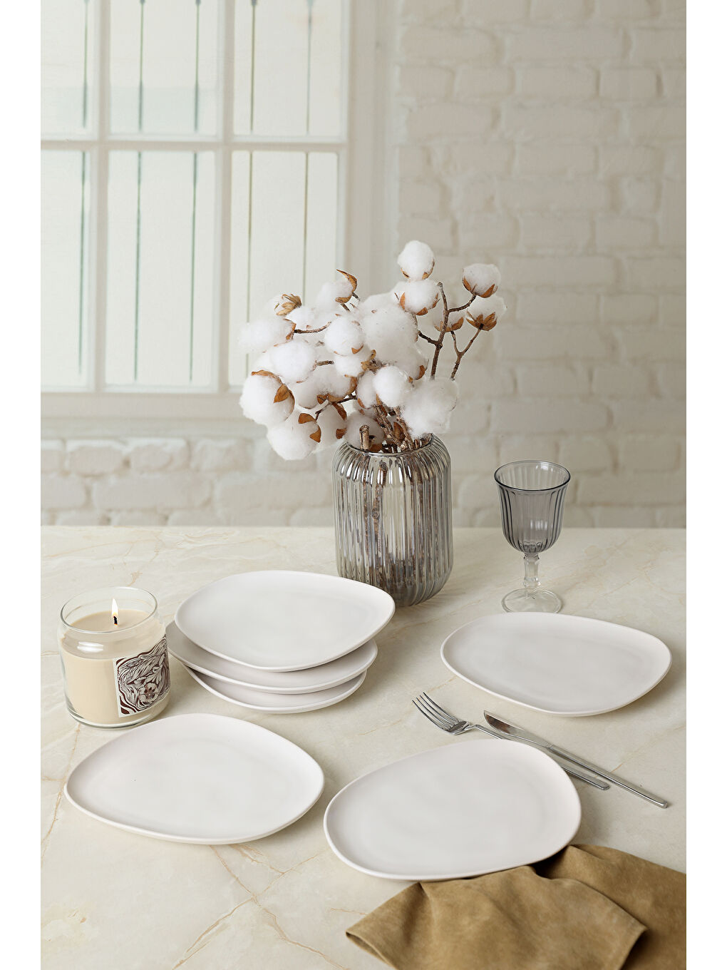 Mat Beyaz Tetra Pasta Tabağı 23 Cm 6 Adet-4