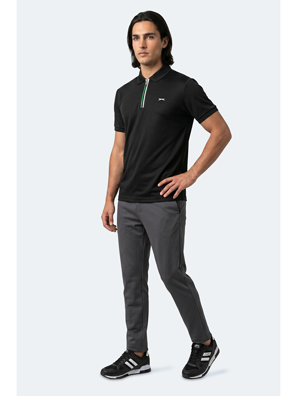KENSHIN Erkek Polo Yaka Siyah Tişört-5