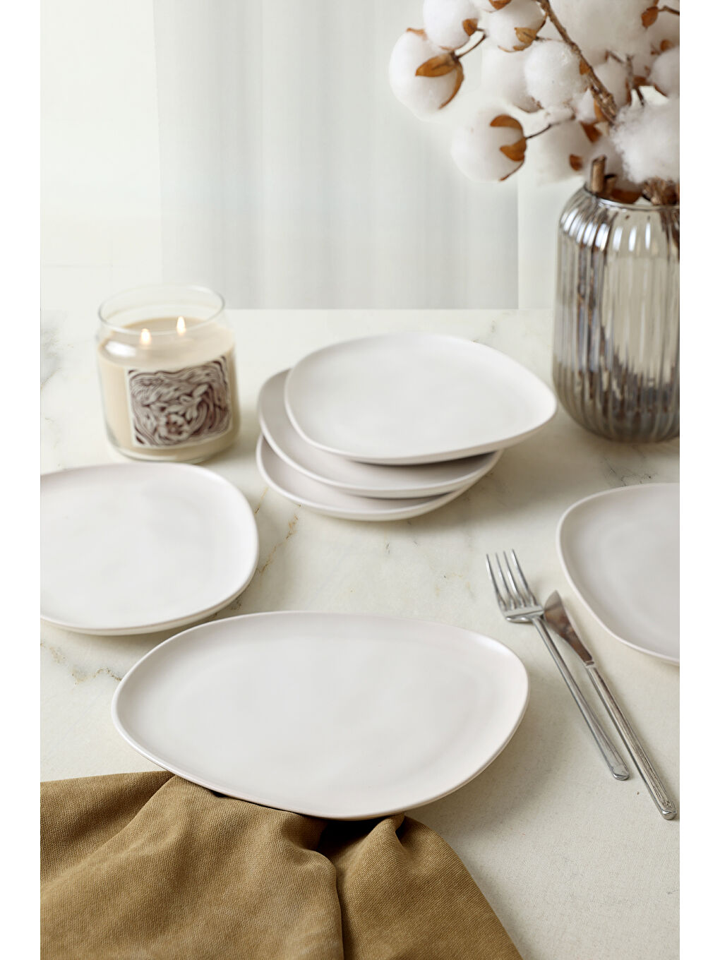 Mat Beyaz Tetra Pasta Tabağı 23 Cm 6 Adet-5