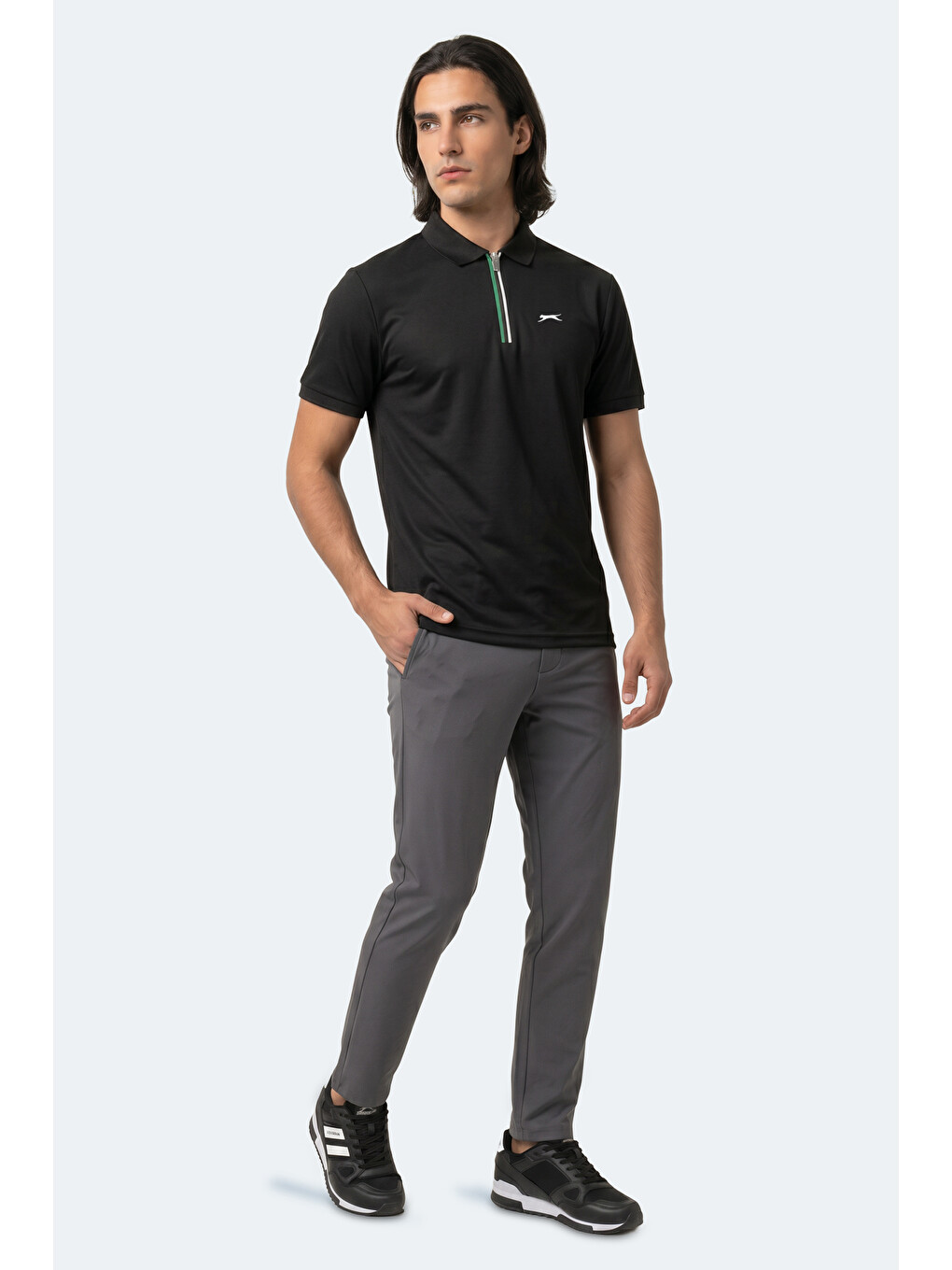 KENSHIN Erkek Polo Yaka Siyah Tişört-7