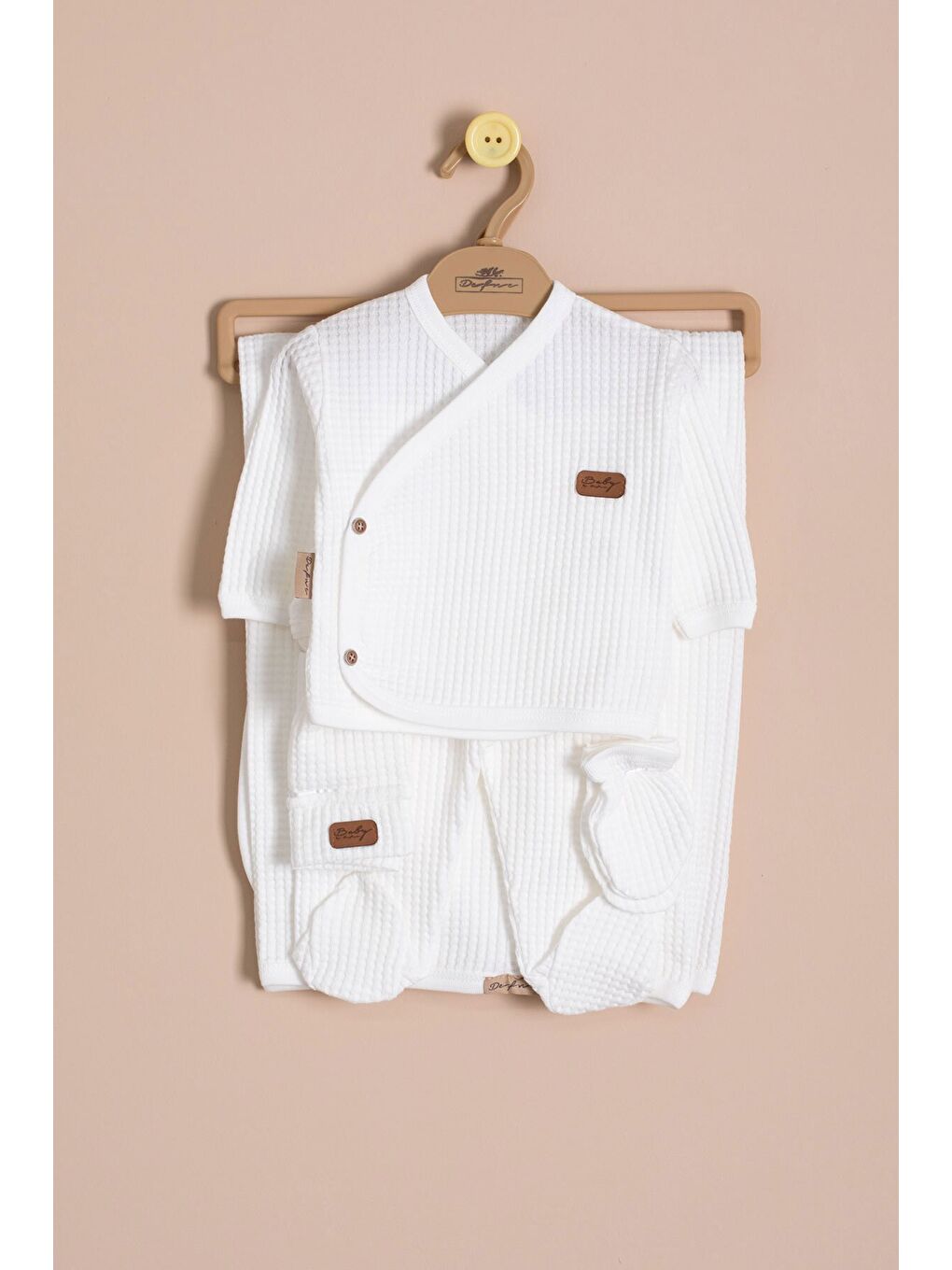 Ekru Petekli 7'li Bebek Hastane Çıkışı Seti Unisex 23334