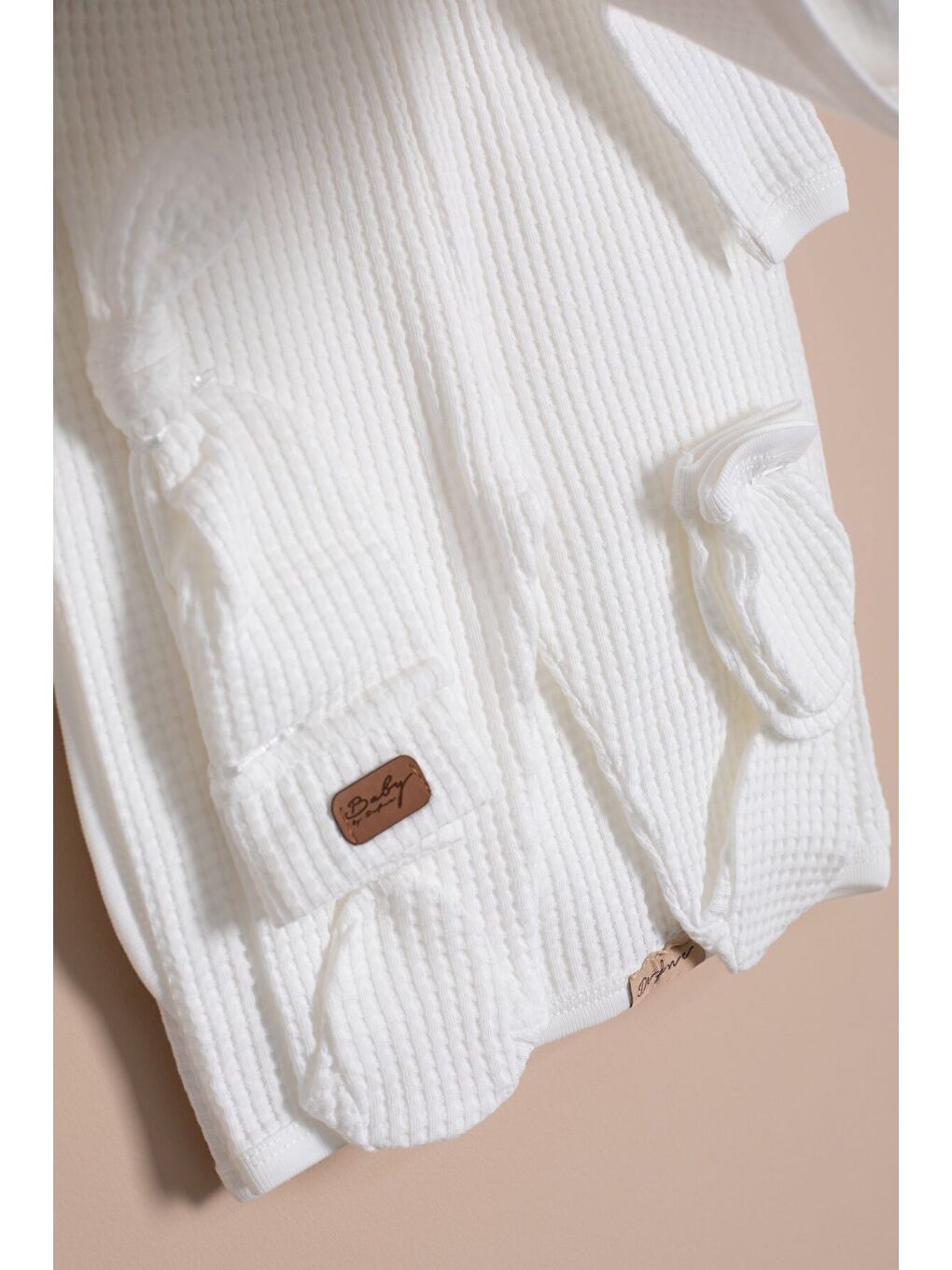 Ekru Petekli 7'li Bebek Hastane Çıkışı Seti Unisex 23334-1