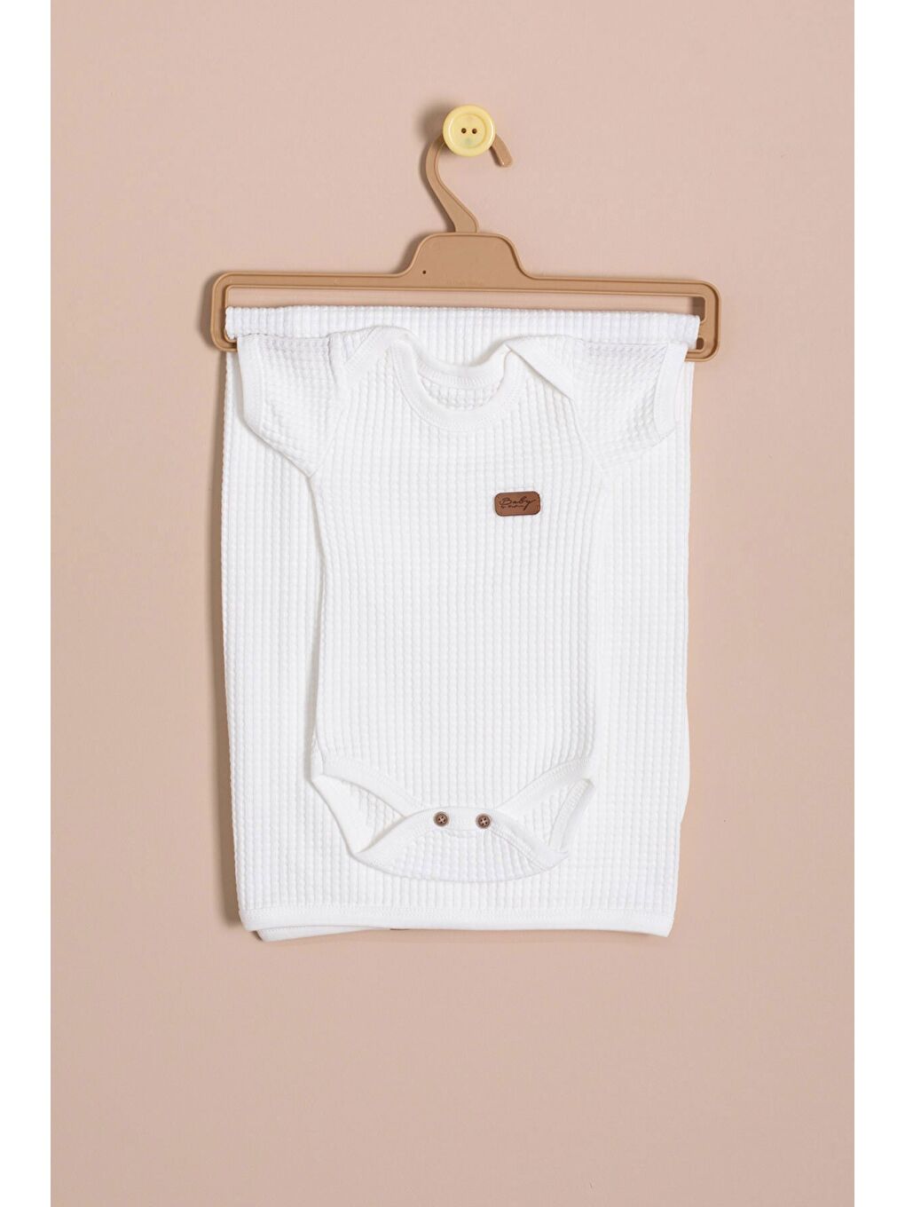 Ekru Petekli 7'li Bebek Hastane Çıkışı Seti Unisex 23334-2