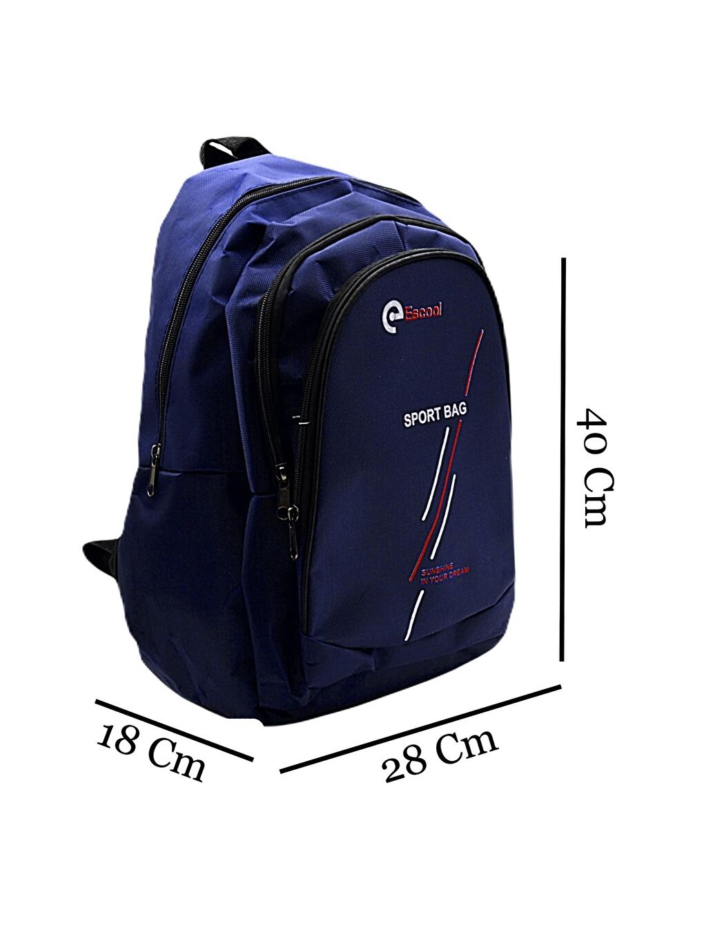 3 Bölmeli Sport Bag Okul Sırt Çantası Çizgi Baskılı Lacivert KOD:702-1