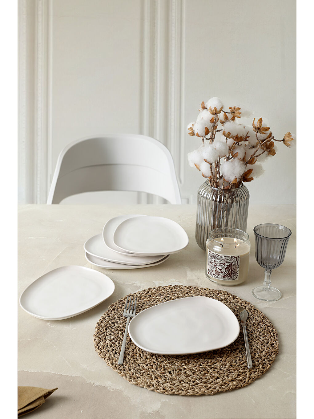 Mat Beyaz Tetra Pasta Tabağı 23 Cm 6 Adet-7