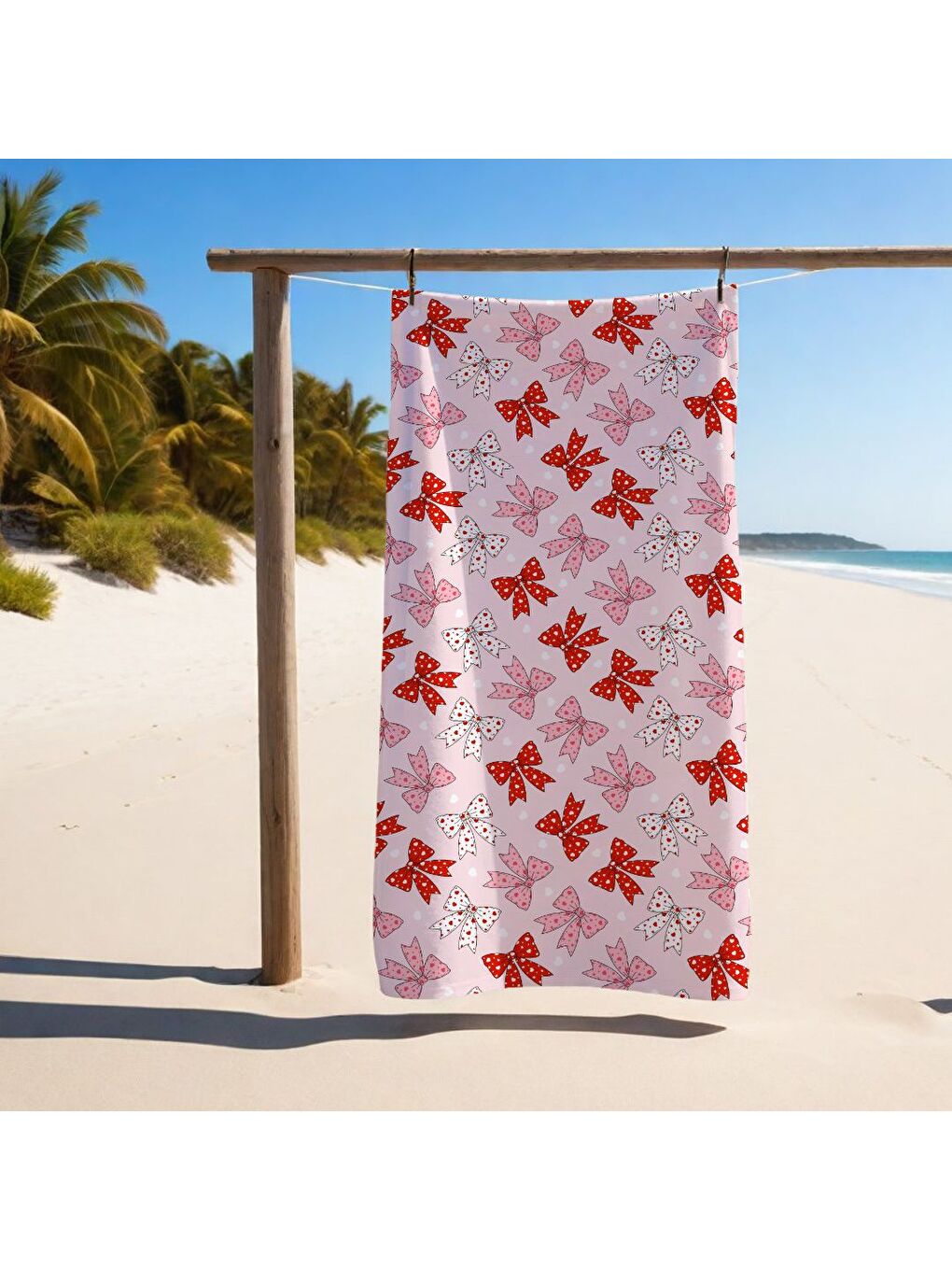 Karışık Özel Tasarım Fiyonk Desenli Hızlı Kuruyan 75x150 Cm Plaj Havlusu – Baskılı