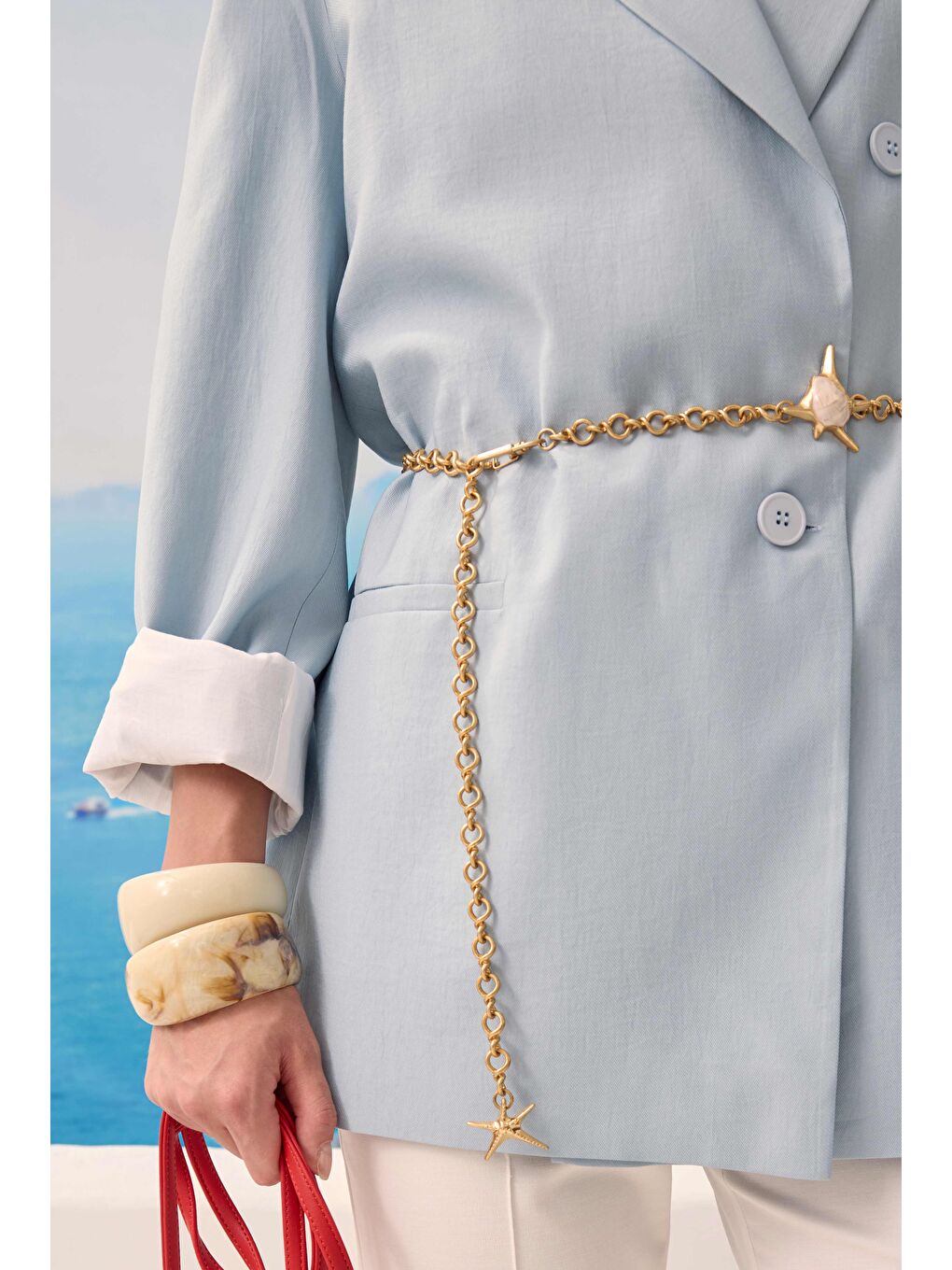 Modal Bol Kesim Blazer Ceket Bebe Mavi-1