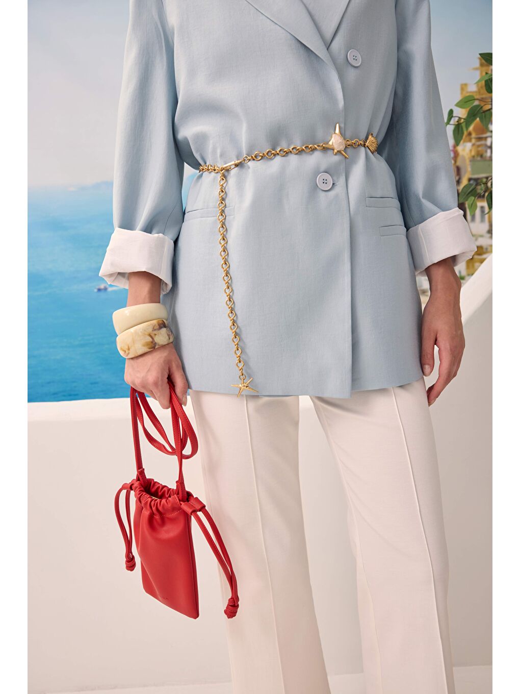 Modal Bol Kesim Blazer Ceket Bebe Mavi-3