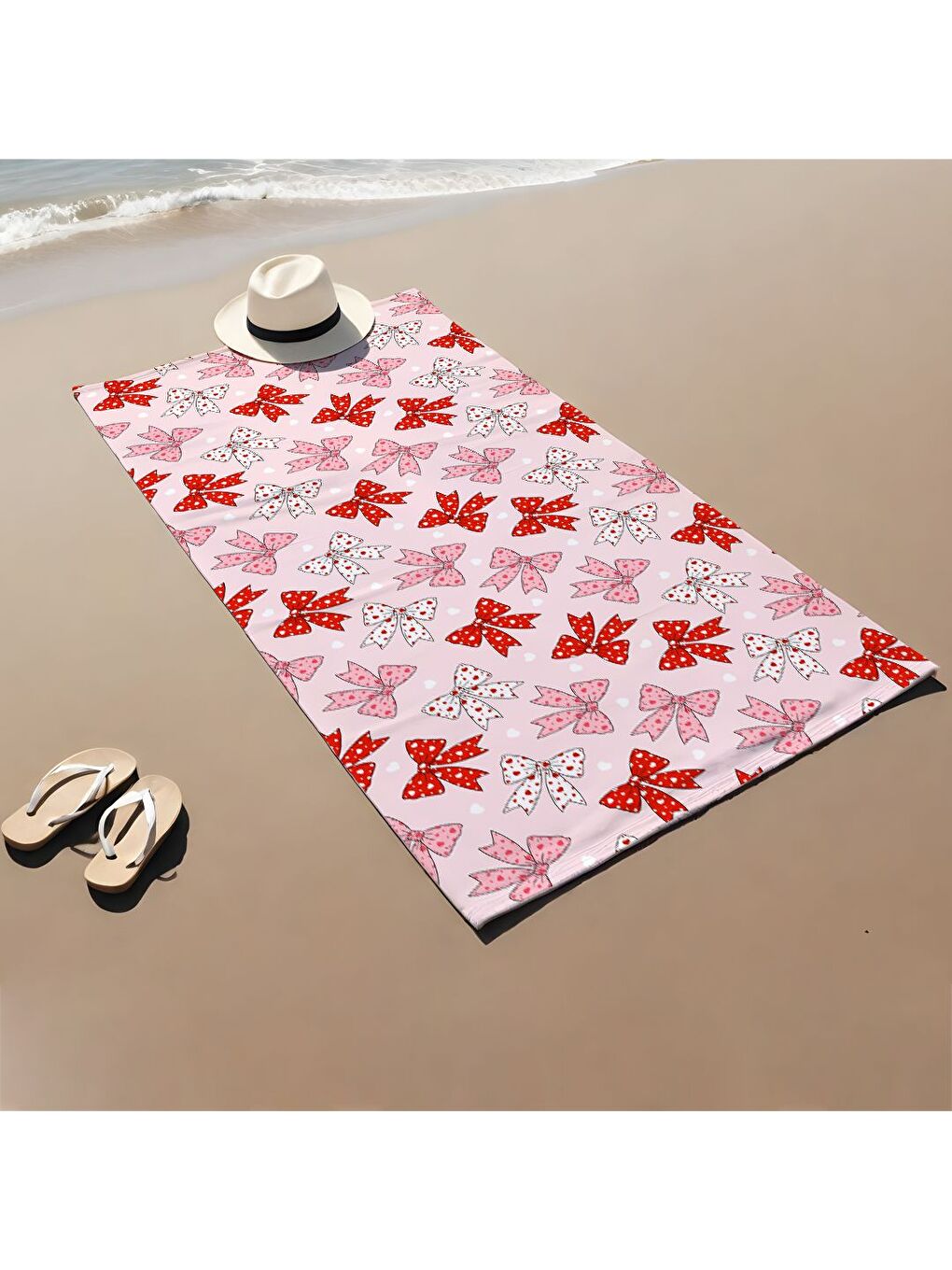 Karışık Özel Tasarım Fiyonk Desenli Hızlı Kuruyan 75x150 Cm Plaj Havlusu – Baskılı-1