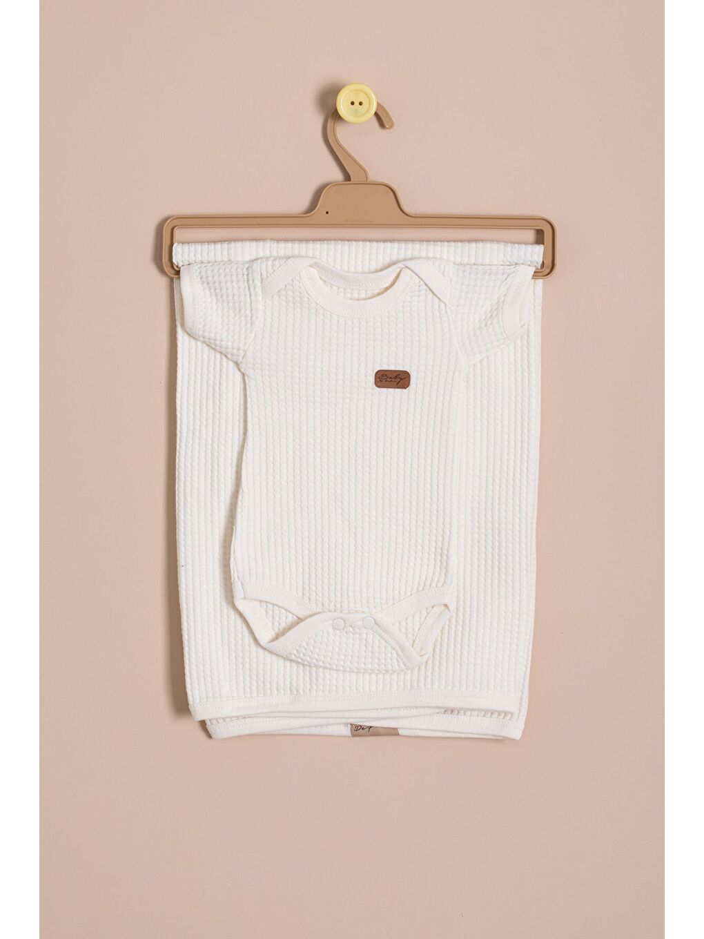 Bej Petekli 7'li Bebek Hastane Çıkışı Seti Unisex 23335-2