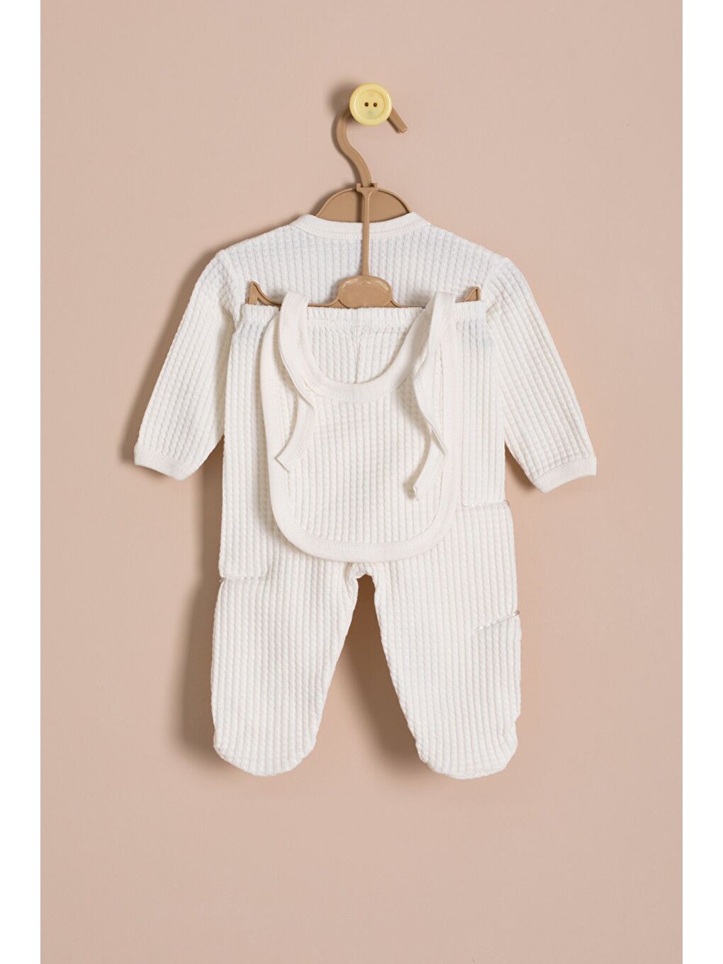 Bej Petekli 7'li Bebek Hastane Çıkışı Seti Unisex 23335-3