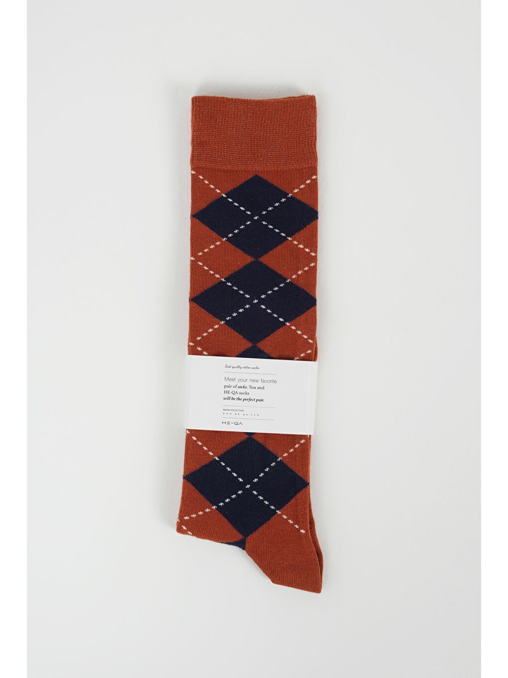 Baklava Desen Diz Altı Çorap Kiremit-Lacivert