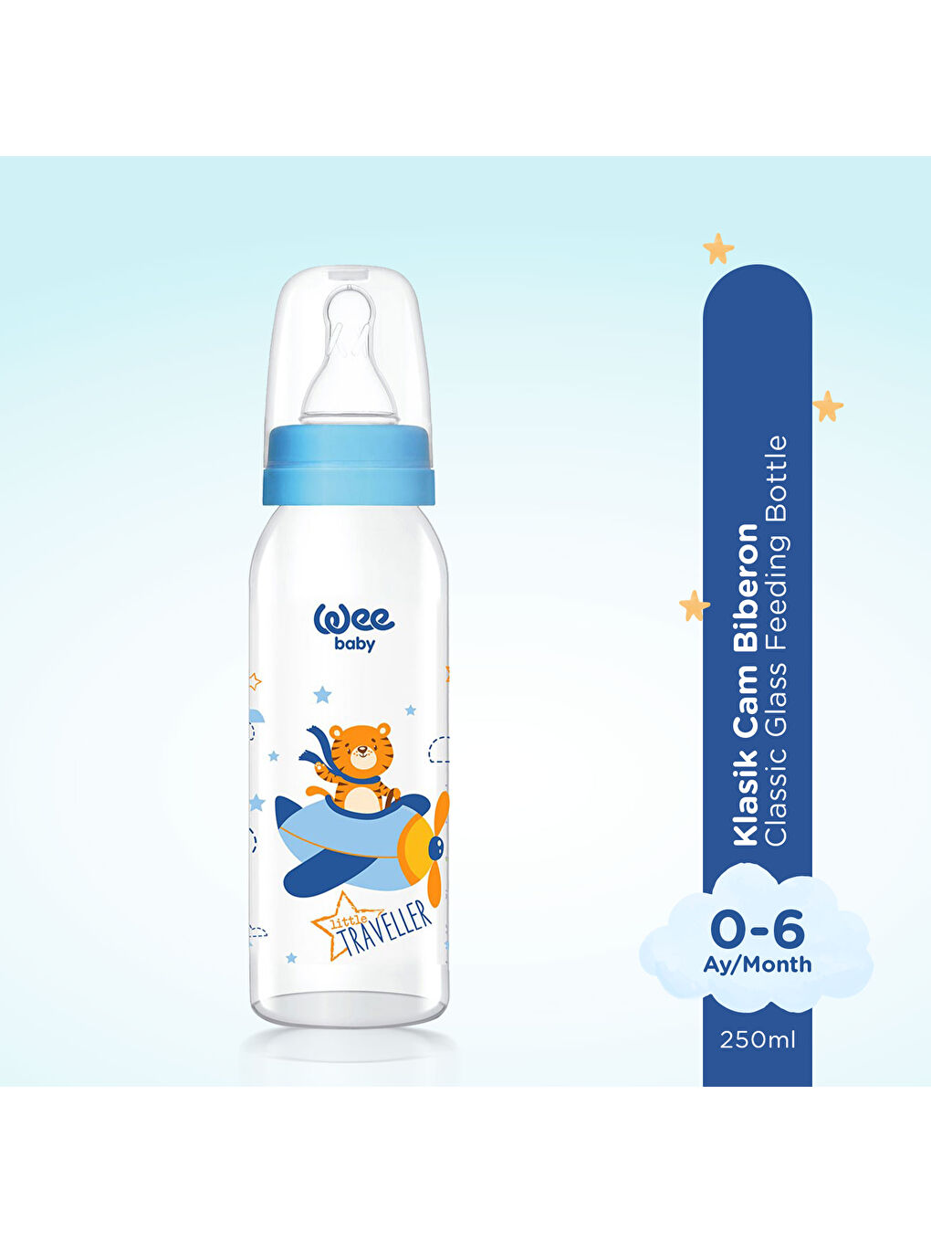 Klasik Cam Biberon 250 ml - Mavi-1