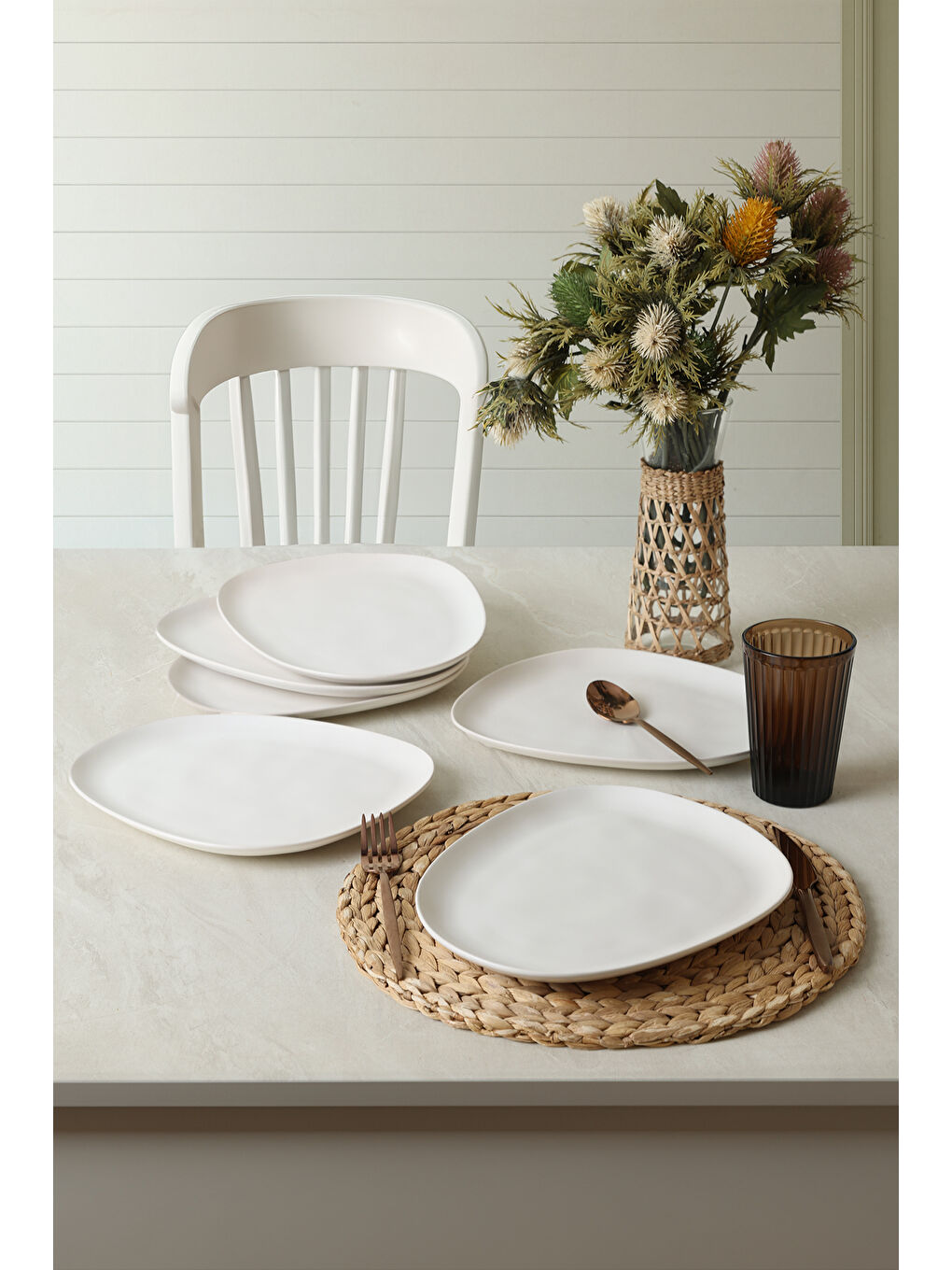 Mat Beyaz Tetra Servis Tabağı 30 Cm 6 Adet-5