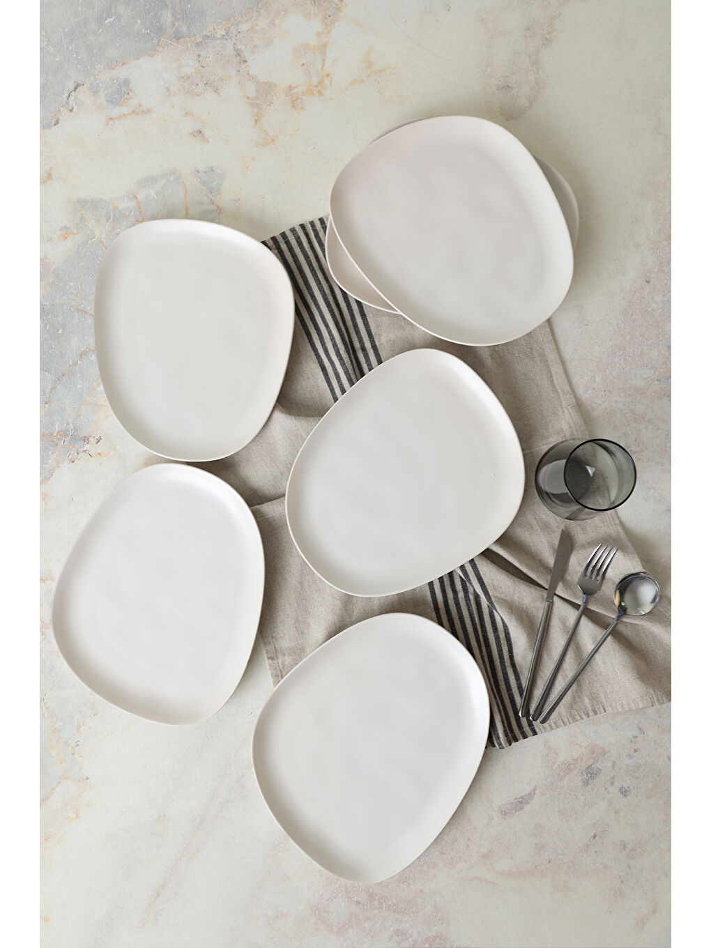 Mat Beyaz Tetra Servis Tabağı 30 Cm 6 Adet-6