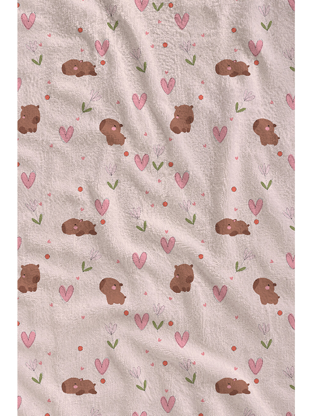 Pembe Minik Yaz Motifleri Desenli 70x150 Cm Dijital Baskılı Plaj Ve Banyo Havlusu-1