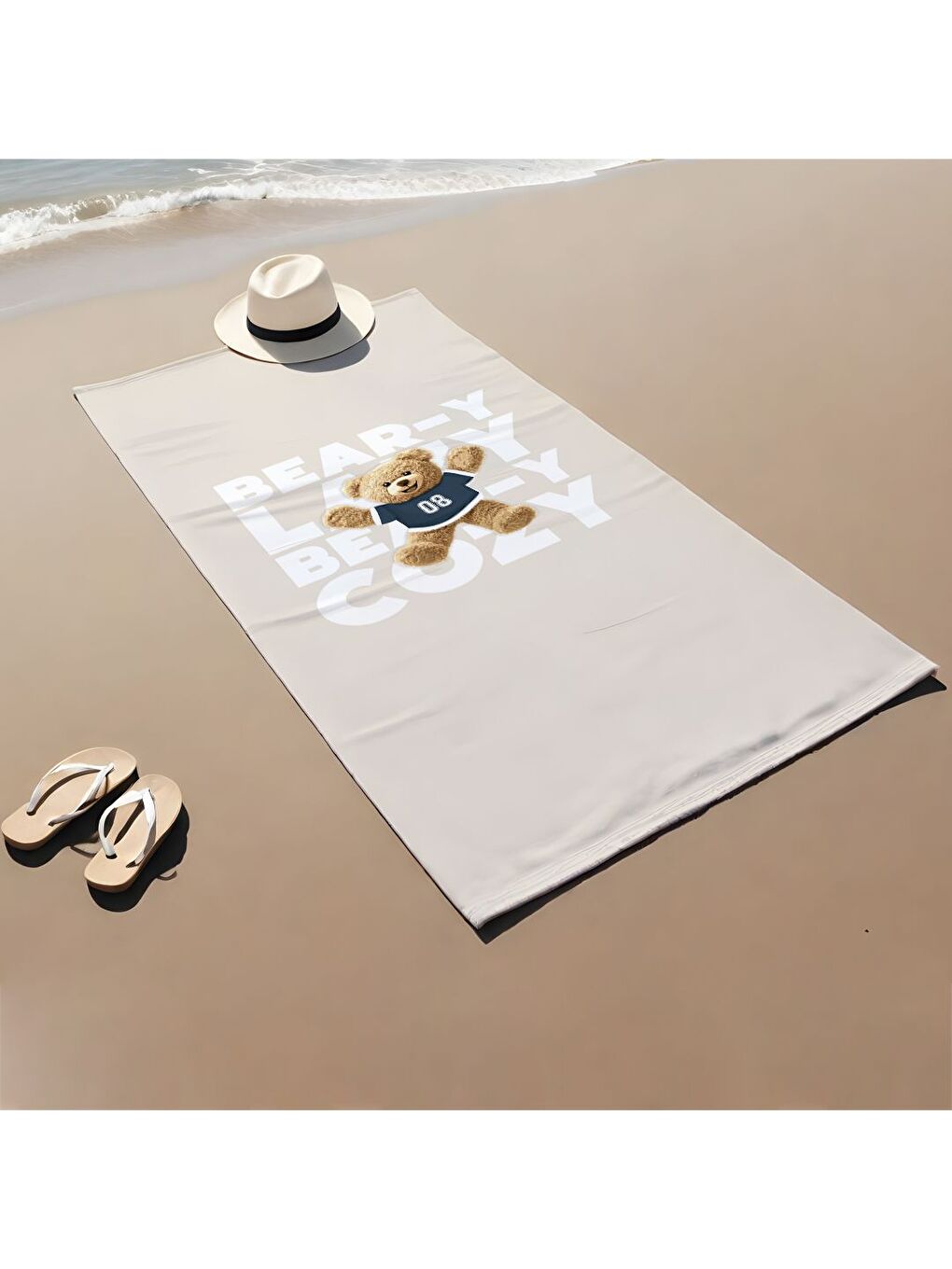 Karışık Özel Tasarım Teddy Bear Desenli Hızlı Kuruyan 75x150 Cm Plaj Havlusu – Baskılı-1