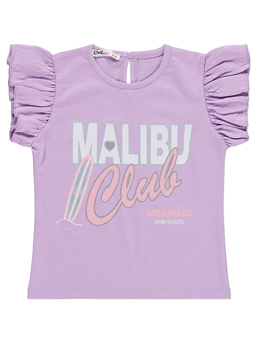 Girls Malibu Baskılı Şortlu 2-5 Yaş Takım - Lila-2