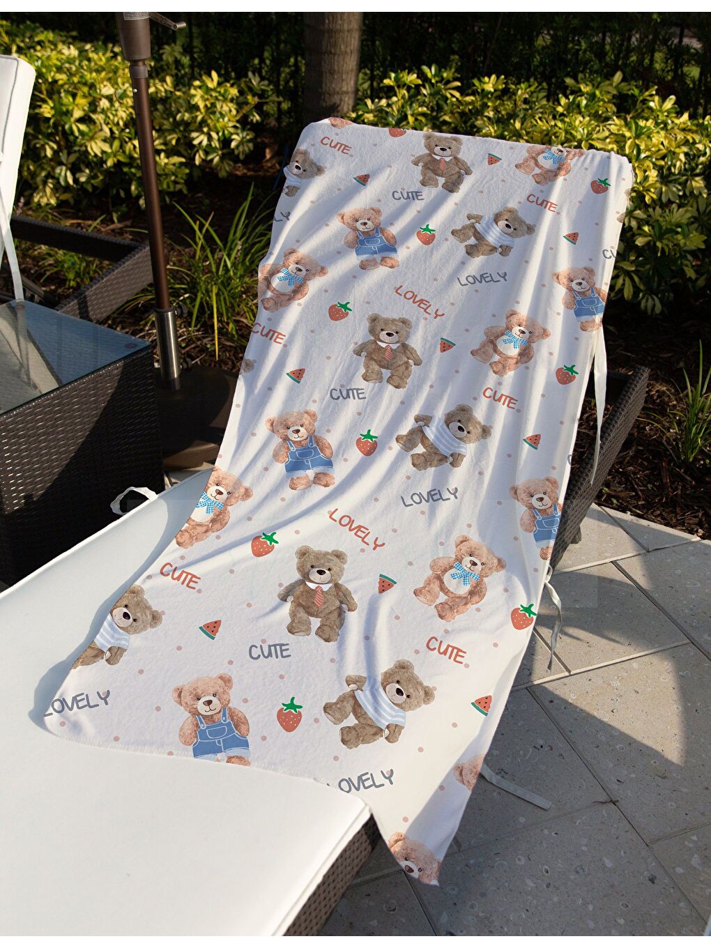 Karışık Özel Tasarım Teddy Bear Desenli Hızlı Kuruyan 75x150 Cm Plaj Havlusu – Baskılı-2