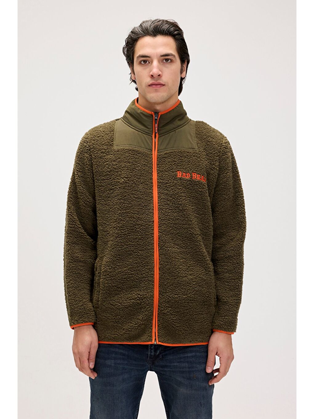Galvin Haki Erkek Full-Zip Polar Sweatshirt