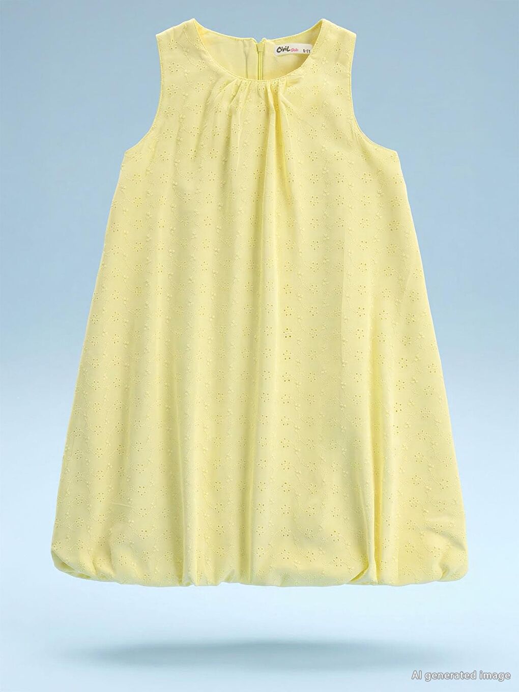 Girls Balon Etekli 6-9 Yaş Elbise - Sarı