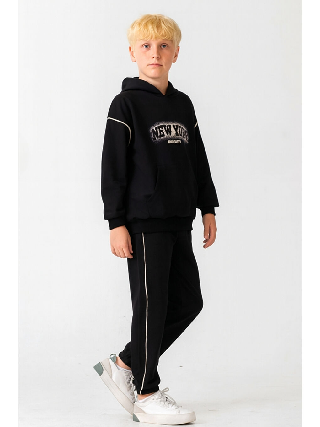 Siyah Erkek Çocuk New York  Baskılı Alt Üst Eşofman Takımı Ak7886-2
