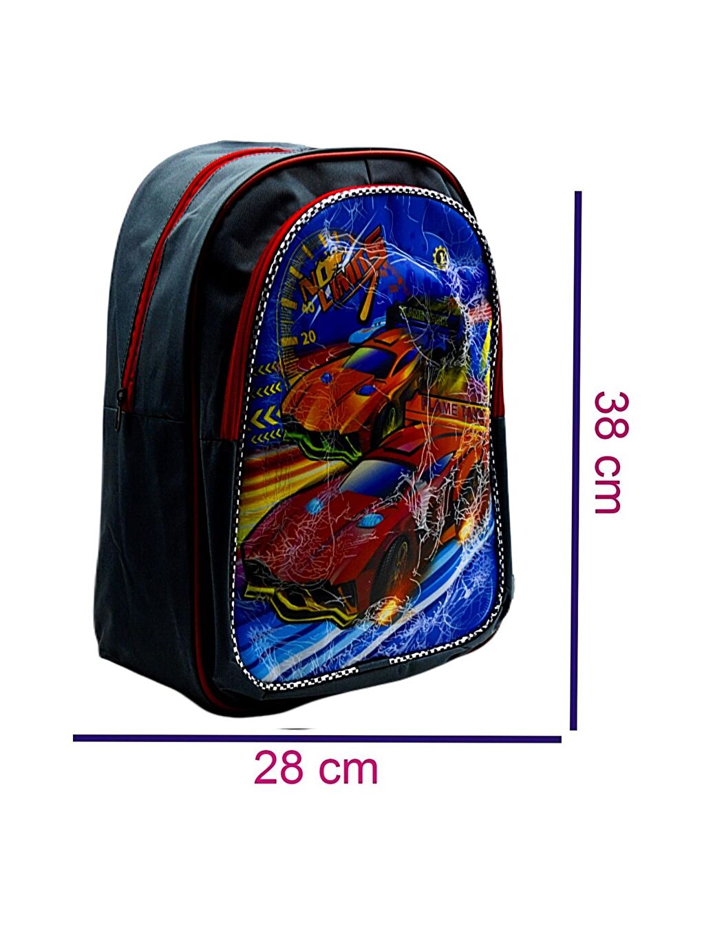 2 Bölmeli Yarış Arabası Okul Sırt Çantası Ve Beslenme Çantası Mavi KOD:1309-2