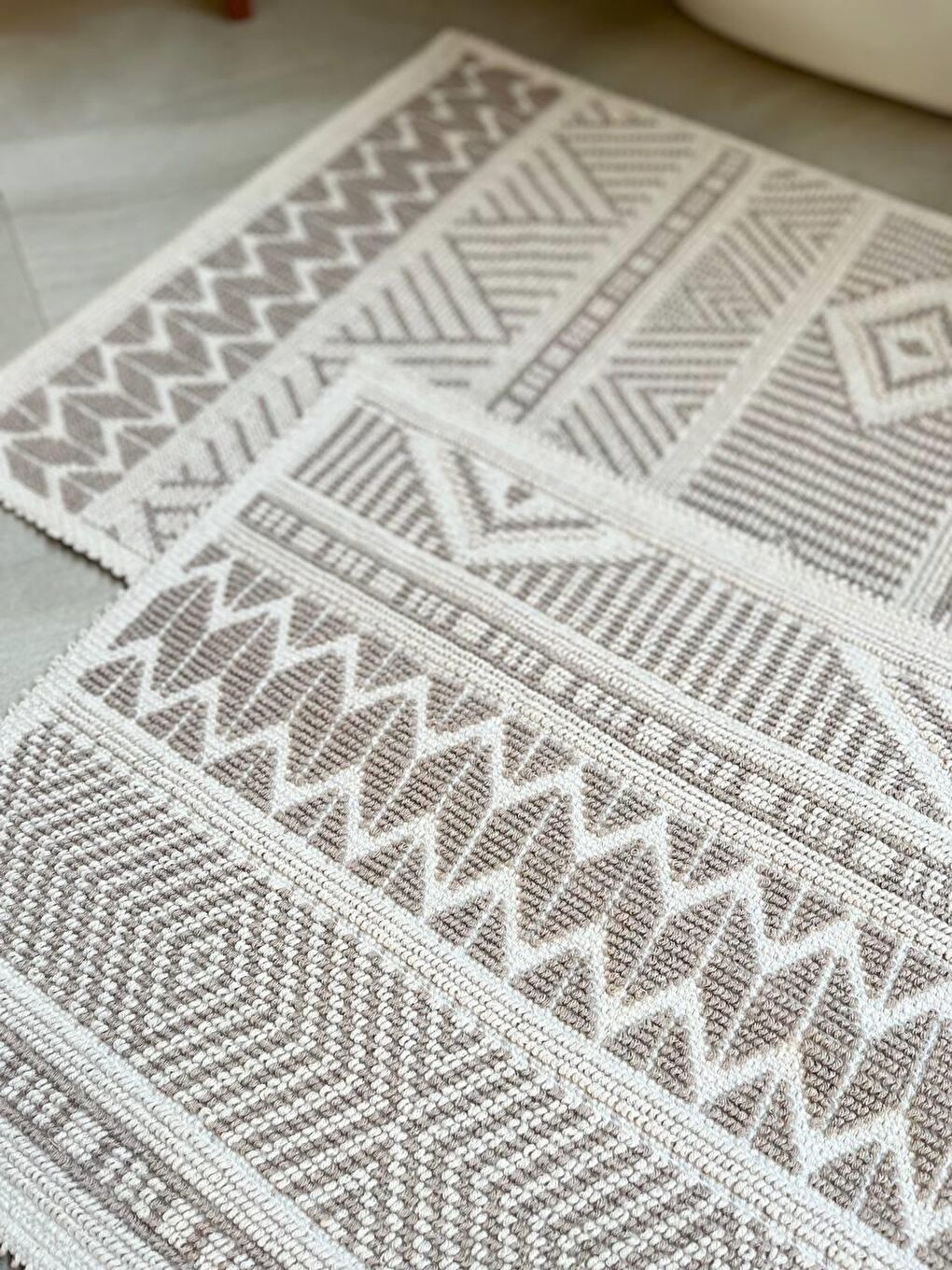 Bej Marina Doğal Pamuklu 2'li Banyo Paspas Seti 60x100+50x60 Cm - Taş-2