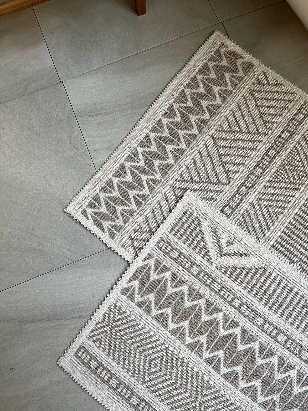 Bej Marina Doğal Pamuklu 2'li Banyo Paspas Seti 60x100+50x60 Cm - Taş-3